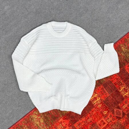 بافت یقه گرد گرم بالا طرحدار