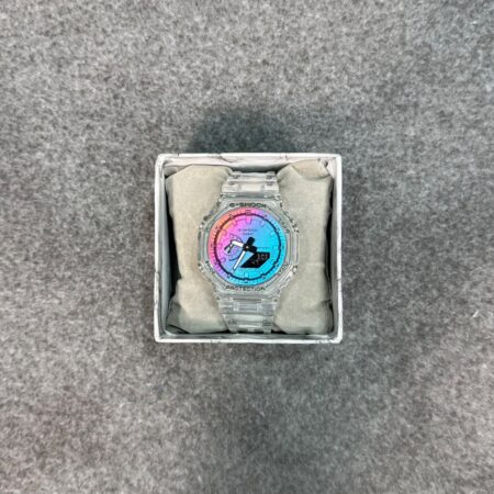 ساعت جیشاک پمپی شفاف سفید