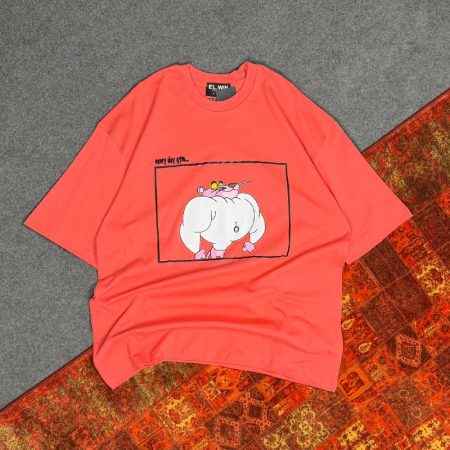 تیشرت چاپی پلنگ صورتی