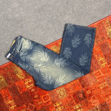 شلوار نیم بگ سرمه ای طرحدار