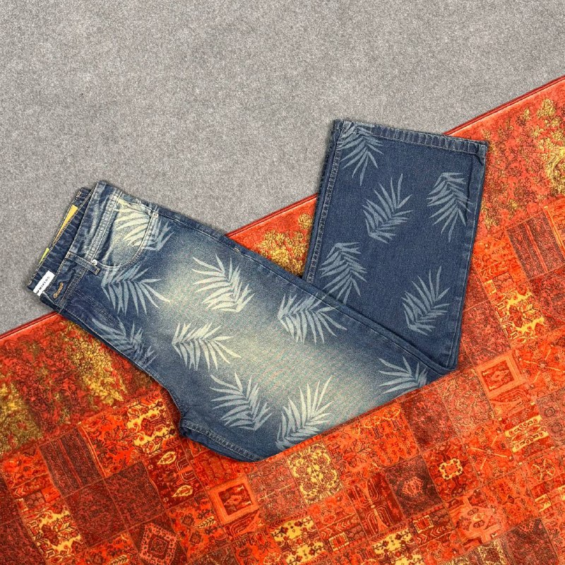 شلوار نیم بگ سرمه ای طرحدار