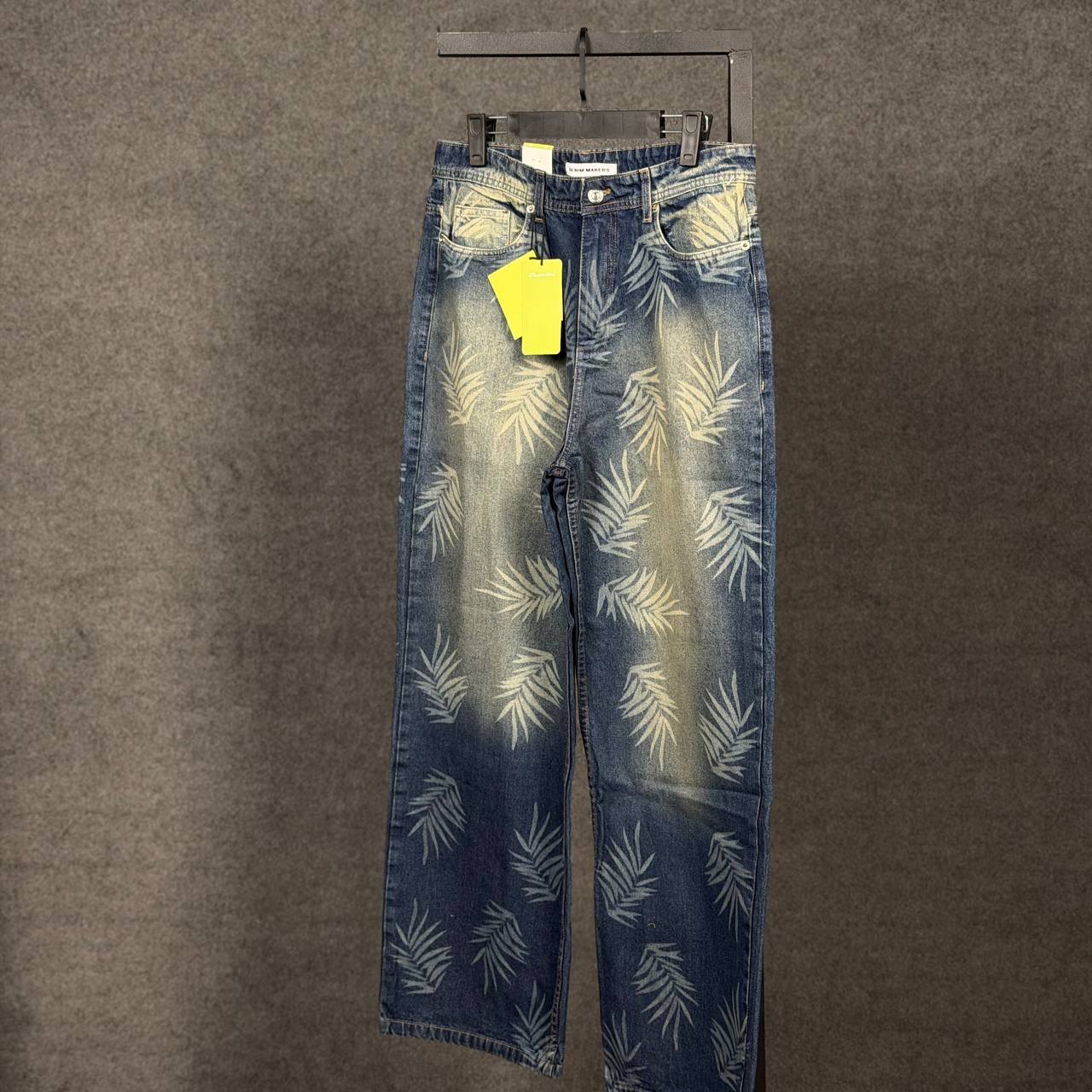 شلوار نیم بگ سرمه ای طرحدار - Image 2