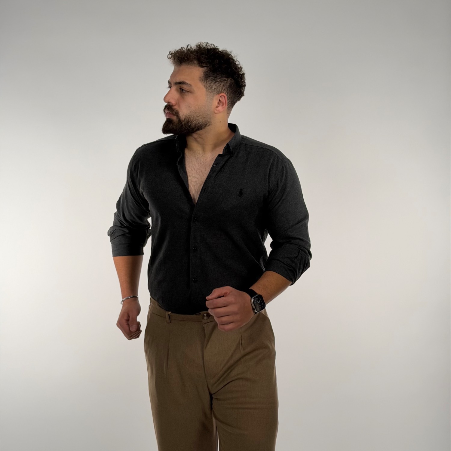 پیراهن آستین بلند پنبه مردانه - Image 7